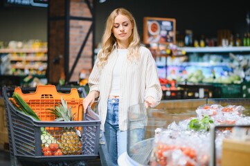 Woman shopping at the supermarket