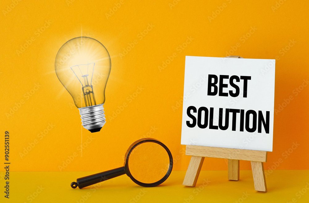 Poster Best solution concept is shown using the text