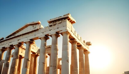 Obraz premium Ancient Greek Temple Ruins with Doric Columns Archeological masterpiece