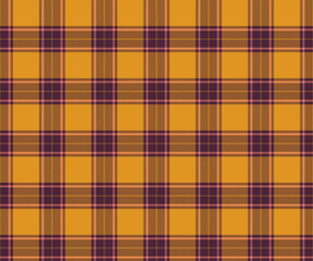 Plaid pattern, yellow, purple, pink, seamless for textiles and design clothing, skirts, pants, aprons, tablecloths, blankets or decorative fabrics. Vector illustration.