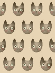 seamless cute cats pattern