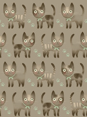seamless pattern with cute cats
