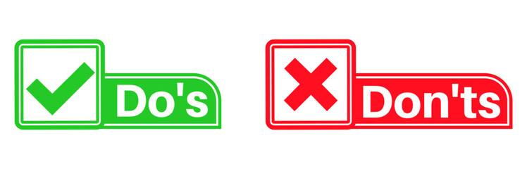 Obraz premium set Do's and don'ts symbol icon. Positive and negative choice sign sticker design vector illustration