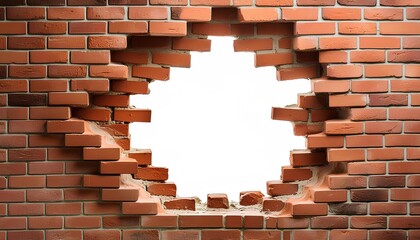 A brick wall with a hole in it