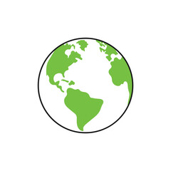 Planet earth green flat design isolated on white vector illustration