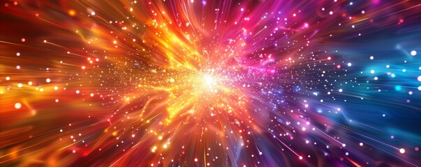 あらゆる方向に光が放射される鮮やかでカラフルな背景
