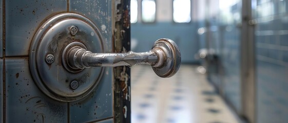 Bathroom door handle with germs, germs, bathroom, highlighting common touch points