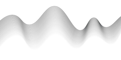 Fototapeta premium Black white abstract background wavy line. Digital future technology concept. vector illustration.