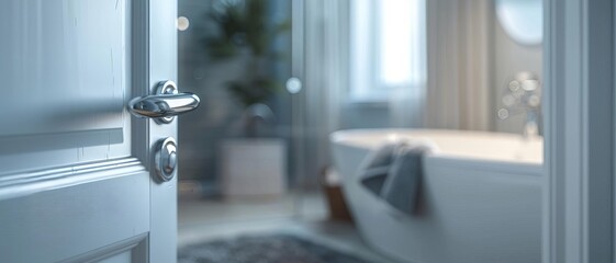 Bathroom door handle with germs, germs, bathroom, highlighting common touch points