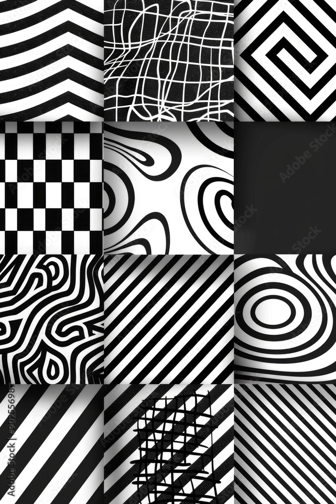 Aufkleber abstract patterns in black and white, suitable for various design purposes