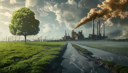 Contrasting Nature and Industry Scene