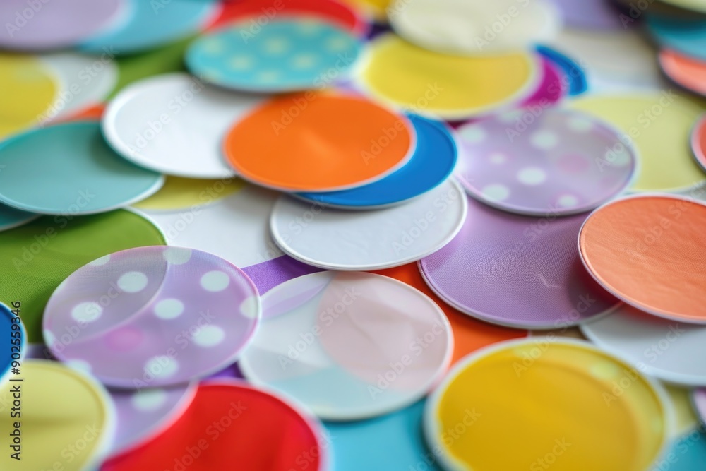 Poster a close-up shot of a variety of colorful buttons, perfect for use in designs related to crafting, se