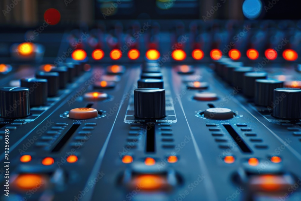 Aufkleber A close-up shot of a sound board with many knobs, ideal for use in audio-related contexts