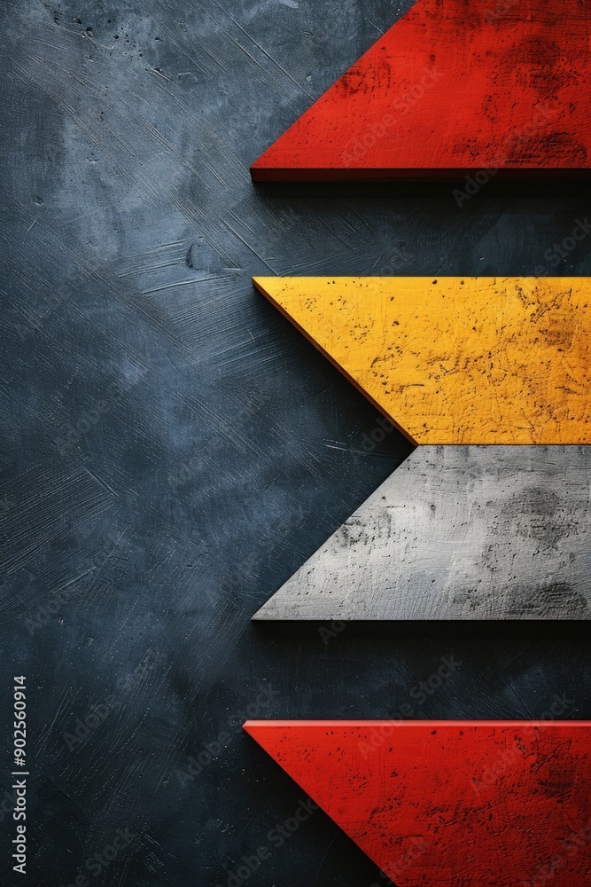 Poster Three colorful arrows with bold designs pointing in different directions