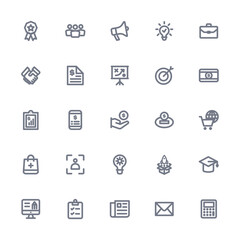 Vector Collection of Modern Business Icon Illustrations with Lineart Style