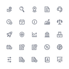 Vector Collection of Modern Business Icon Illustrations with Lineart Style