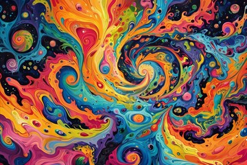 Background with fractals and swirls of psychedelic art