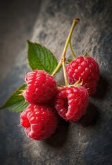 Fresh red ripe raspberries