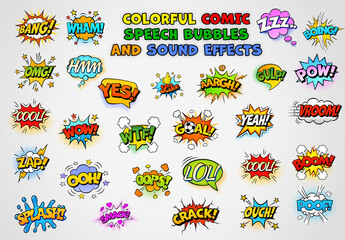Colorful Comic Sounds Editable Design Collection