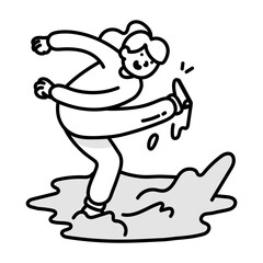 Puddle play icon designed in doodle style 

