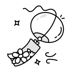 Hand drawn icon of hanging japanese chime 

