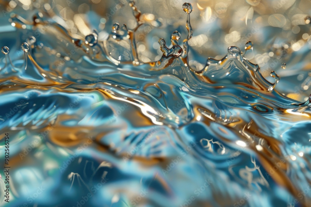 Poster close up shot of the blue water surface with ripples and texture, suitable for use in illustrations 