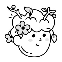 Nature lover icon in hand drawn style 

