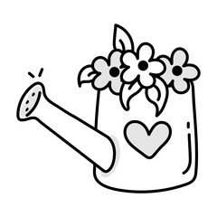 A hand drawn icon of watering flowers 

