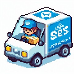 Obraz premium Delivery boy/ Pixel art