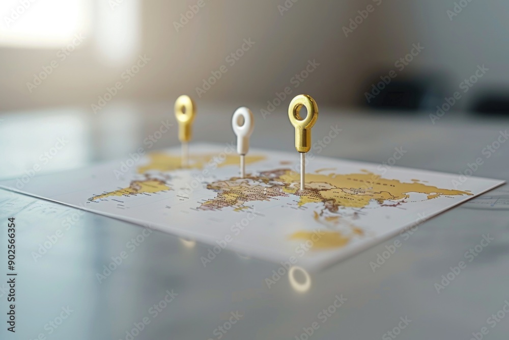 Aufkleber a map of the world with colorful pins marking various locations