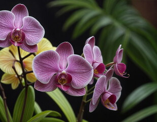 Obraz premium primer plano de unas orquideas rosas