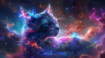 A Cosmic Cat Amidst a Starry Nebula