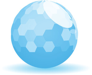 Abstract 3d illustration of a blue sphere with a hexagonal pattern, representing concepts like technology, innovation, and the future