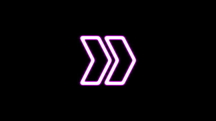 Glowing directional arrow neon sign on black background. abstract glowing neon arrow illustration background.