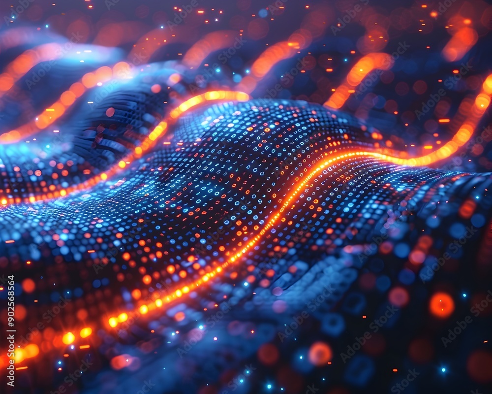 Poster vibrant interweaving data streams abstract visualization of dynamic information flow