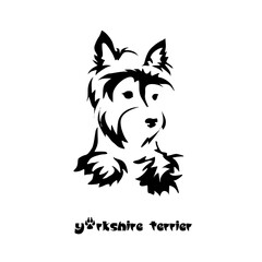 Stylized Yorkshire Terrier. Vector drawing of a small dog. Gestalt animal design
