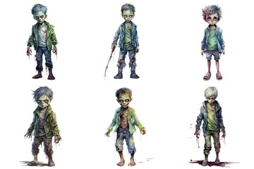 Fototapeta premium Six Depiction of Child Zombies in Various Poses