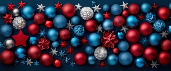 Usa Federal Holiday Banner Design, A Flat Lay Composition With American Flag Colors