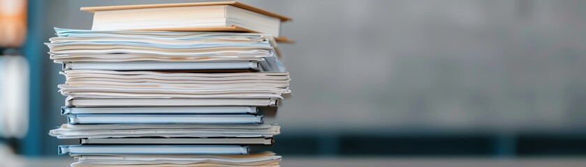 Stack of old books on a desk, close-up.