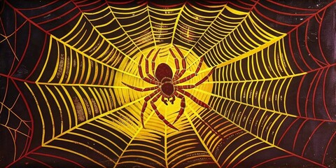 Obraz premium A spider on a web waits for its victim