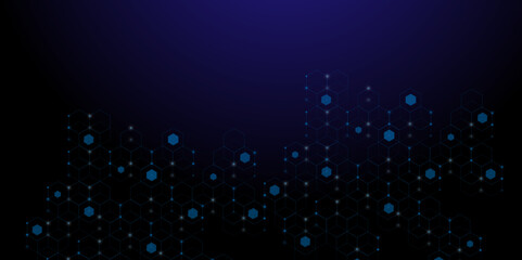 Vector Technology abstract background lines, dots and hexagons and science background.