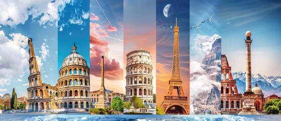 collage of 7 wonders of the world