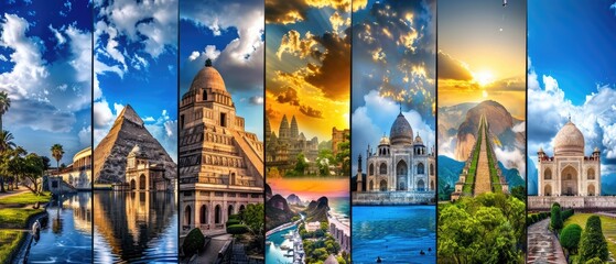 collage of 7 wonders of the world