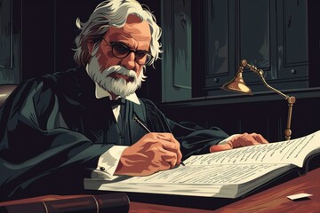 Obraz premium A Judge Contemplating in Chambers - Deliberating the Verdict in the Judicial Decision-Making Process