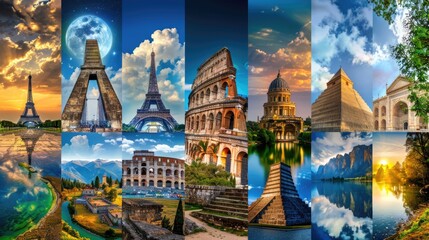 collage of 7 wonders of the world