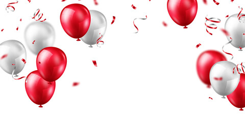 Banner template vector background design red balloon 3d beautiful illustration