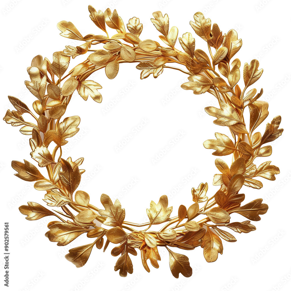 Wall mural a golden laurel wreath on transparent background
