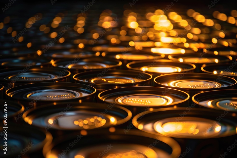 Poster a group of candles lit up and clustered together in a tight shot