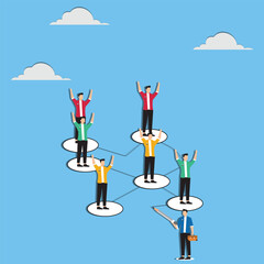 People networking for business opportunity connect with team or friends social media or business connection for success concept businessman connecting line with chart or business people community