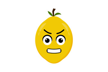 Lemon fruit icon emoji vector illustration. Illustration Lemon isolated on white backgrounds